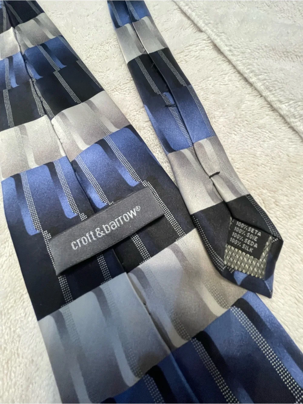 croft & barrow Blue and Gray Block-Pattern Tie